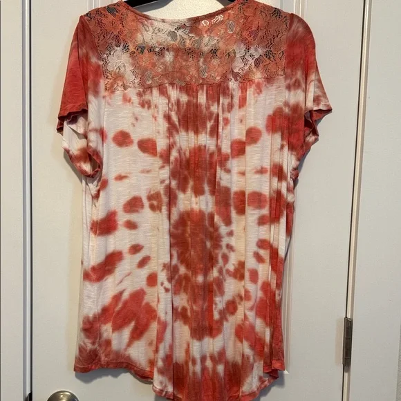 Knox Rose Coral Tie-Dye Blouse XL - Picture 4 of 6